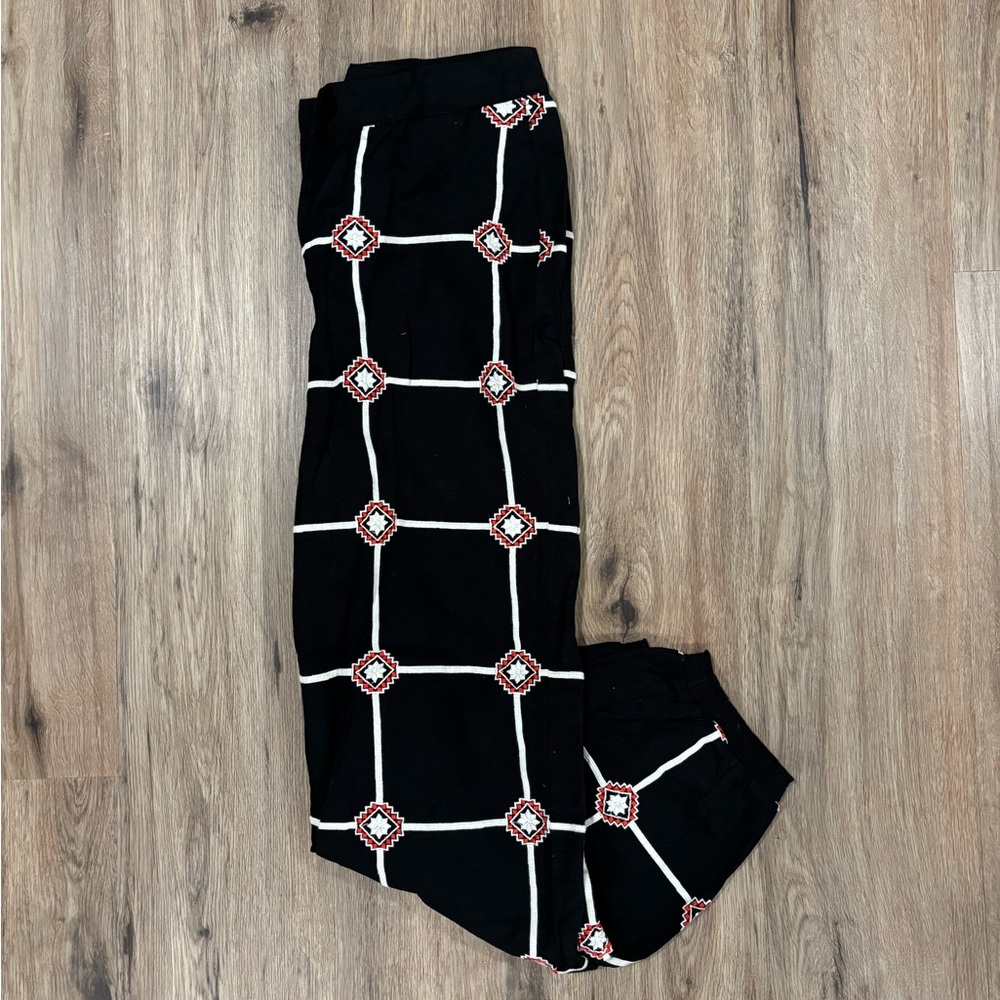 Anthropologie Black Geometric Pattern Pants
